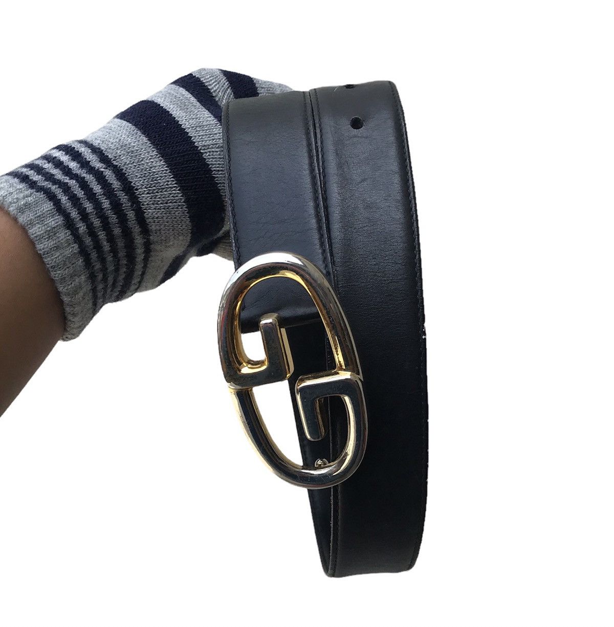 image of Vintage Gucci GG 70/80’S Black Leather Belt, Men's