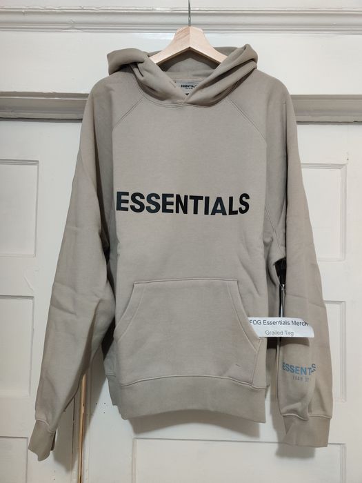 Fear of god essentials hoodie khaki hot sale