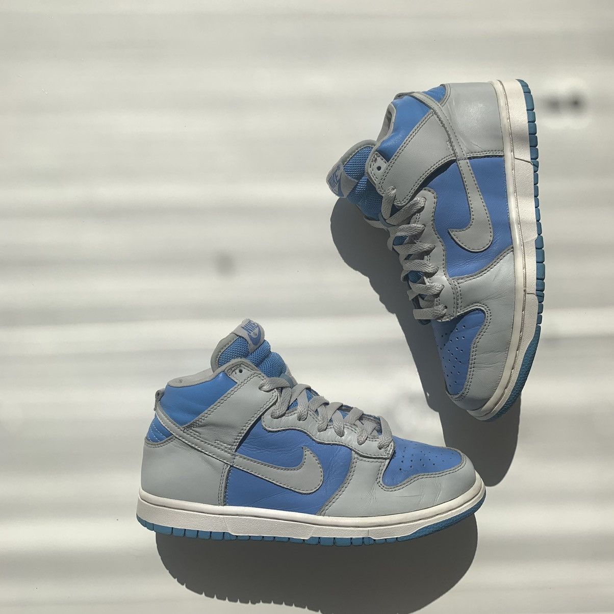 image of 2003 Nike Dunk High Neutral Grey-University Blue Gs Shoes in Neutral Grey/University Blue, Women's 