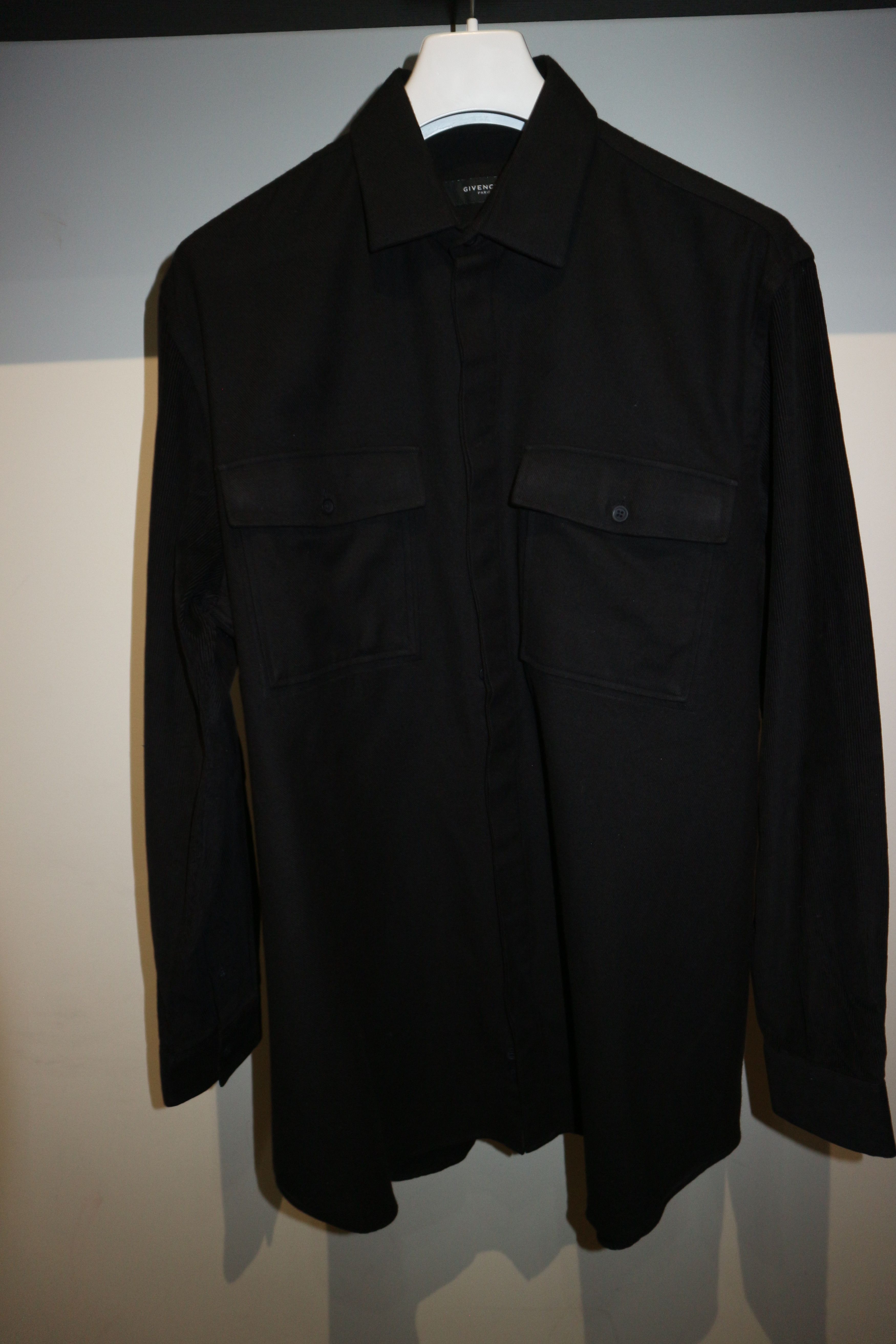 image of Givenchy Contrasting Sleeves Flannel Shirt in Black, Men's (Size Medium)