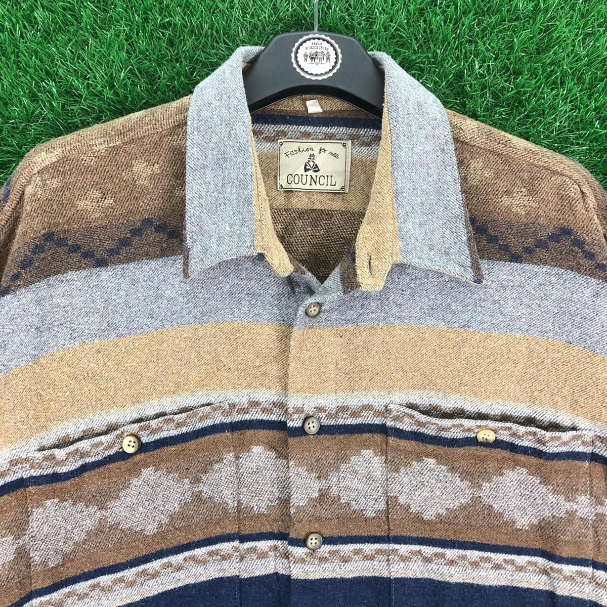Flannel Vintage 90's Wool Flannel Navajo Double Pocket by Council Size US XL / EU 56 / 4 - 7 Thumbnail