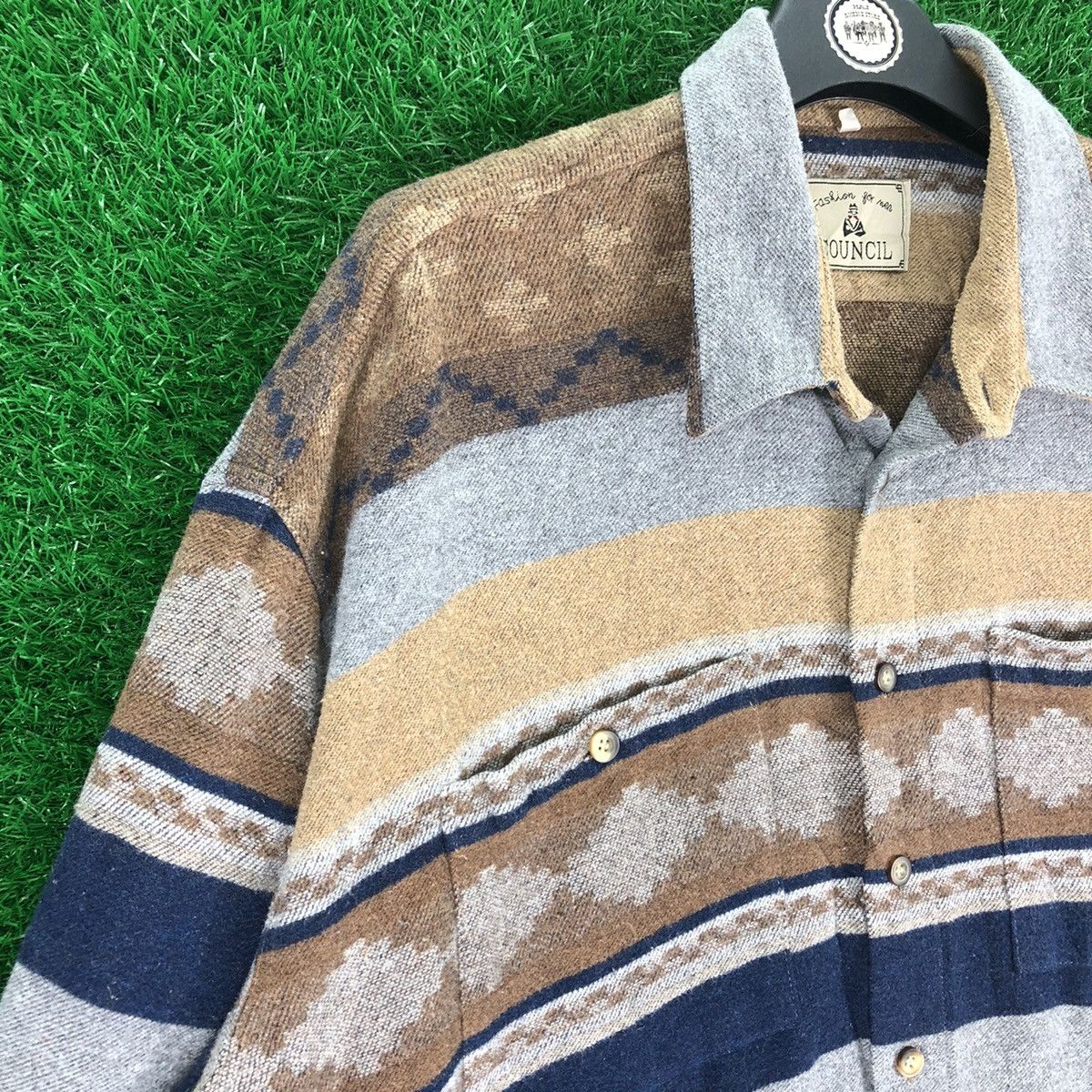 Flannel Vintage 90's Wool Flannel Navajo Double Pocket by Council Size US XL / EU 56 / 4 - 2 Thumbnail