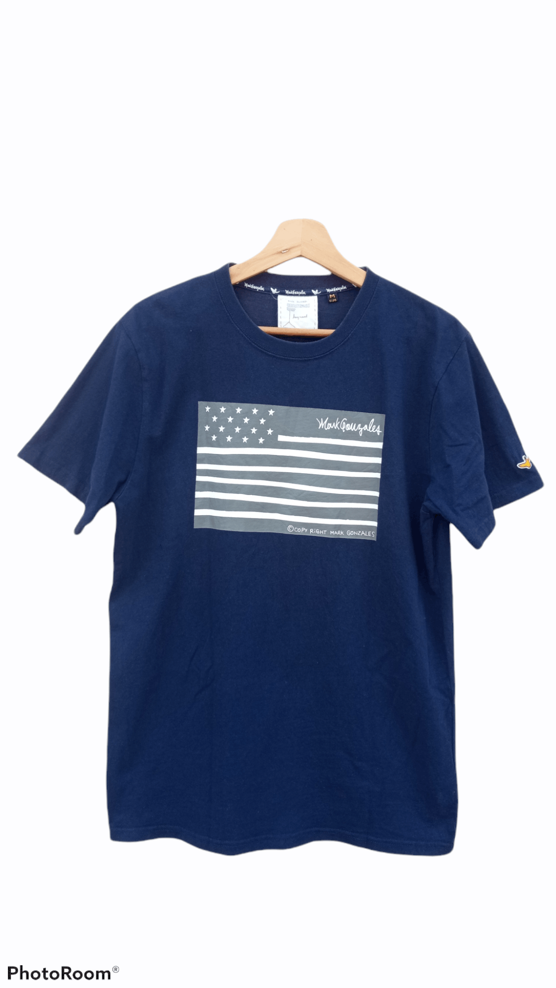 image of Shortys Skateboards x Skategang Mark Gonzales Spell Out T-Shirt in Blue, Men's (Size Medium)