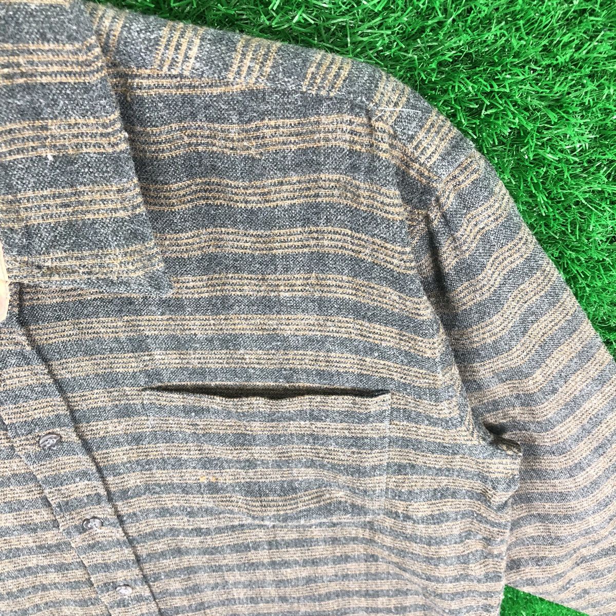 Flannel Vintage 80's Flanel Striped Single Pocket Shirt Size US L / EU 52-54 / 3 - 7 Thumbnail