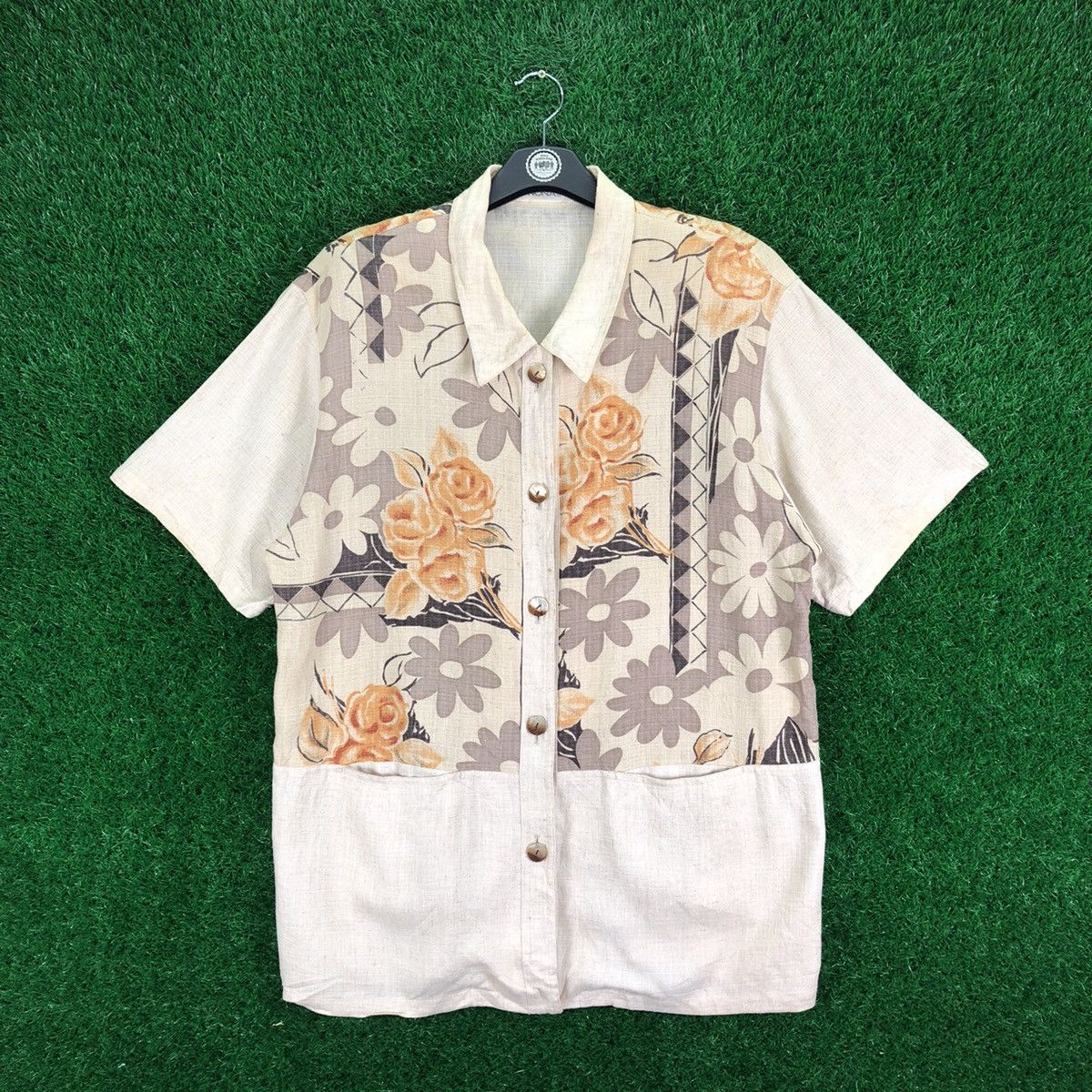 Japanese Brand Vintage Women Shirt Rayon+Hemp Fabric by Nona 15 Size L / US 10 / IT 46 - 1 Thumbnail
