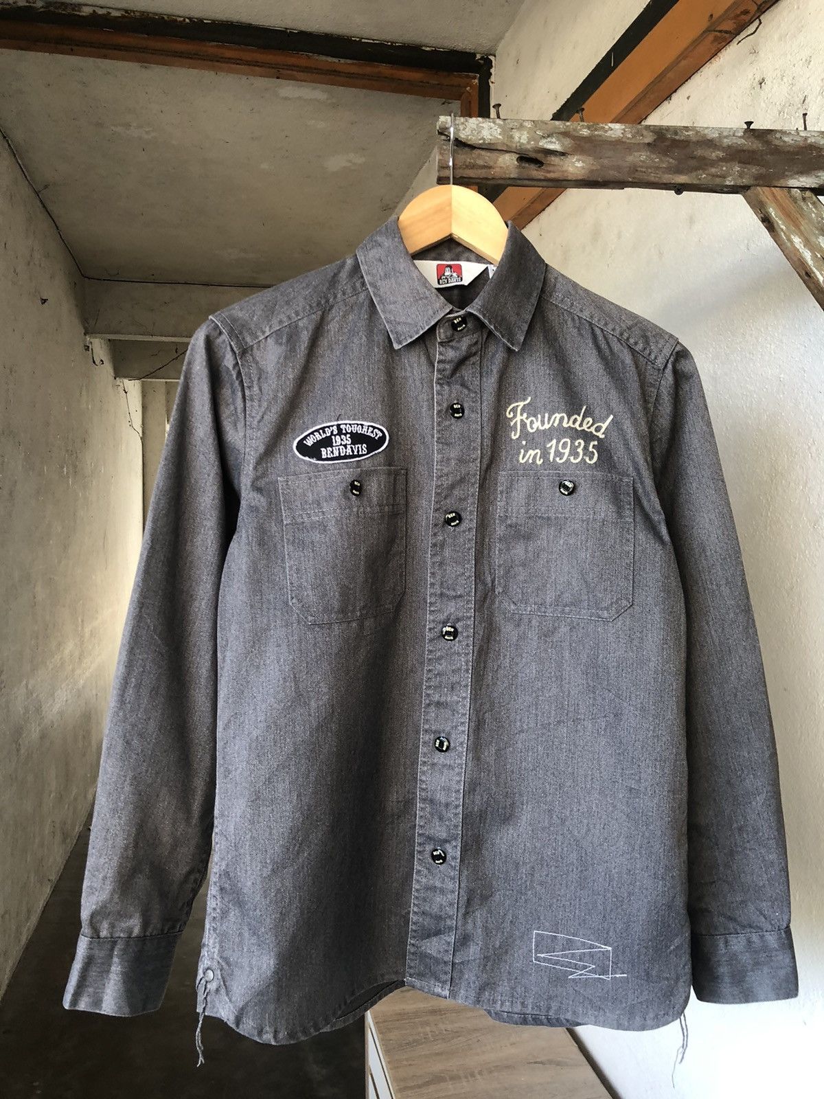 Ben Davis Vintage Ben Davis Strong & Sturdy Denim Work Shirt Size US S / EU 44-46 / 1 - 4 Thumbnail