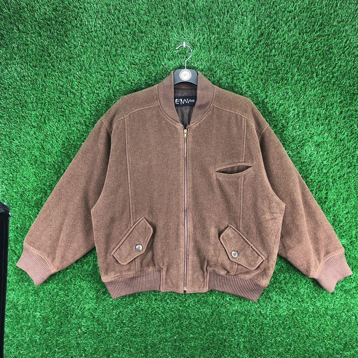 Vintage 90's Wool Bomber Jacket Embroidery By Emico
