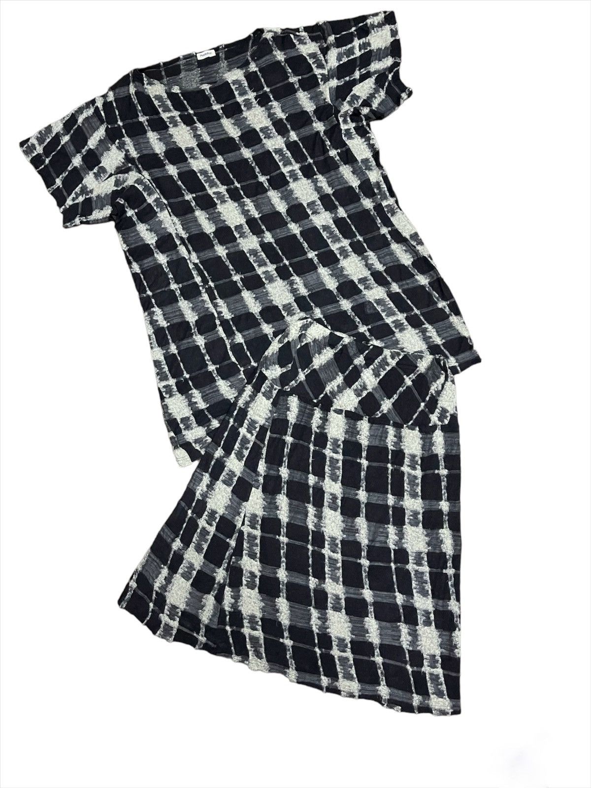 Designer × Issey Miyake × Japanese Brand One Set🔥Plantation Shadow Plaid Oversized Shirt&Skirt Size M / US 6-8 / IT 42-44 - 2 Thumbnail