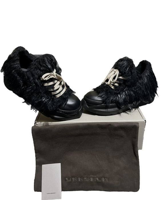 Rick Owens 9 Rick Owens DRKSHDW Abstract Waxed faux fur sneakers