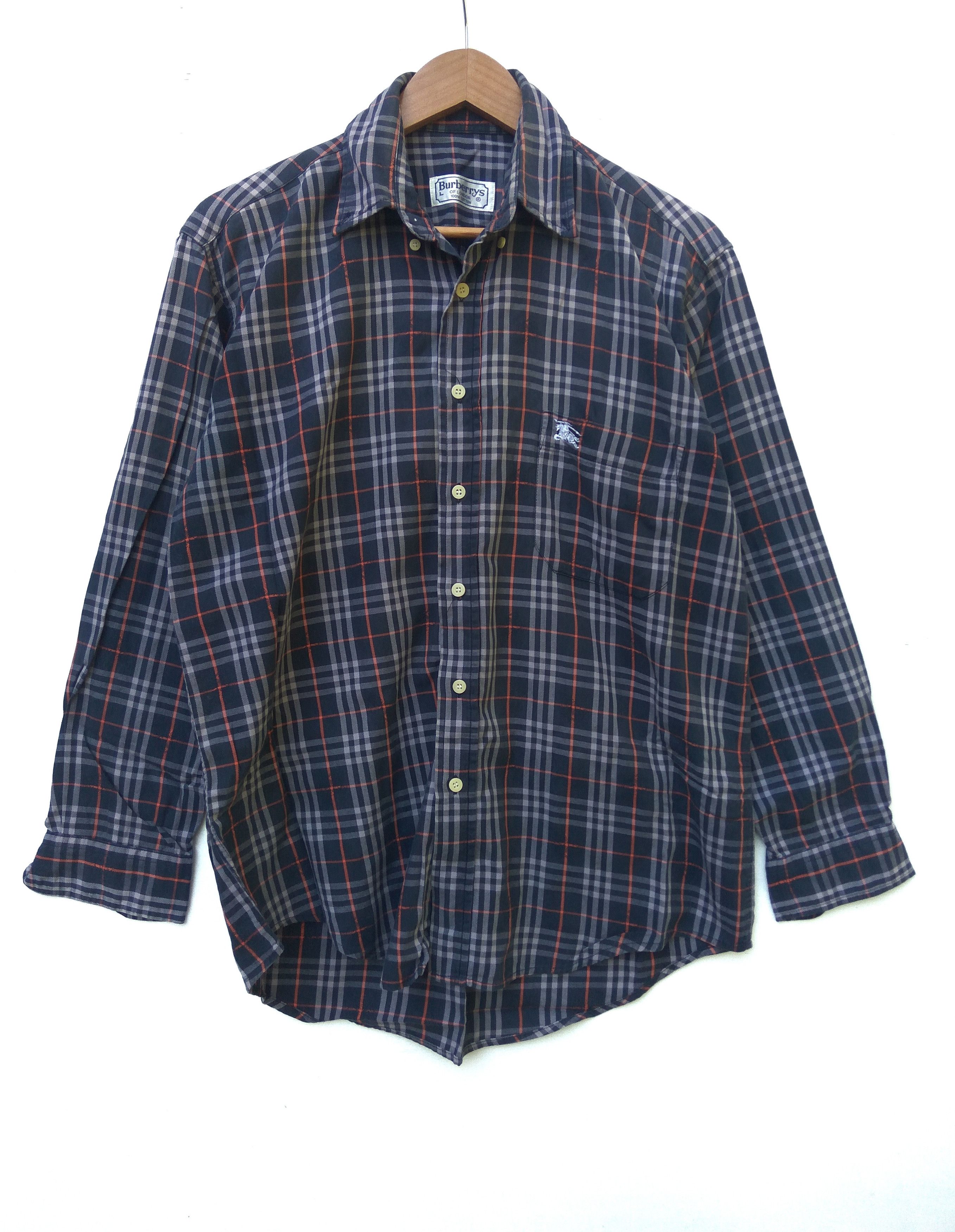 image of Vintage Burberrys Nova Check Shirt Button Up in Blue, Men's (Size Large)