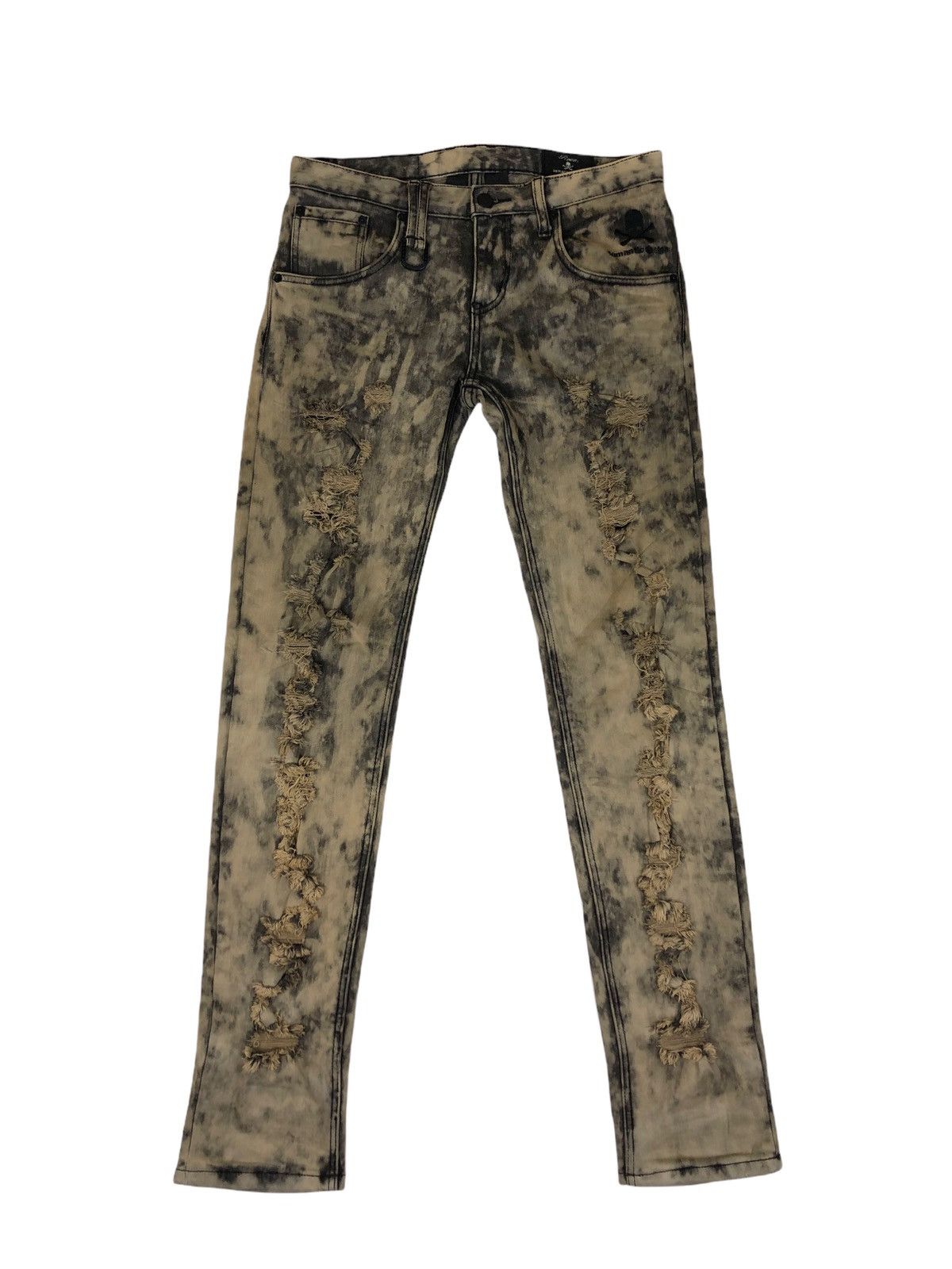 image of Mastermind Japan x Roen Semantic Design Bleach Denim Jeans in Black, Men's (Size 31)