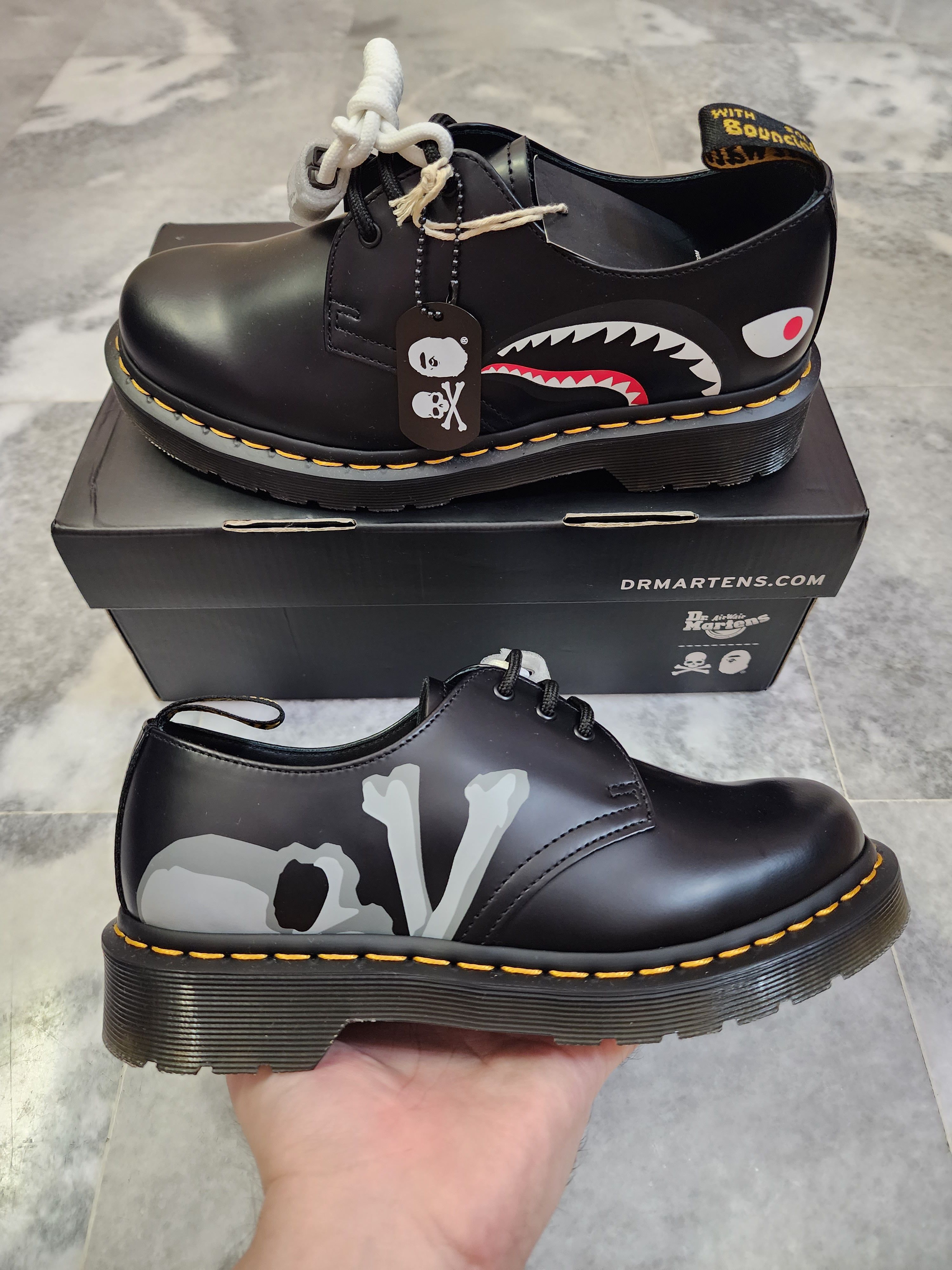 image of Bape X Mastermind Dr. Martens 1461 Oxford Shoes in Black, Women's (Size 7)