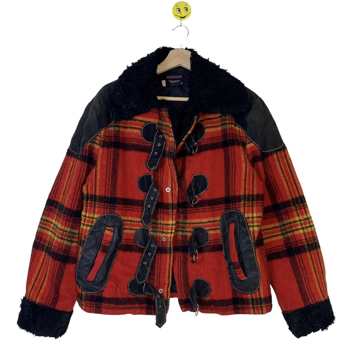 Vintage Vtg EXPRESSIONS CAMPUS Wool Blanket Pendleton Leather Jacket Size US M / EU 48-50 / 2 - 2 Thumbnail