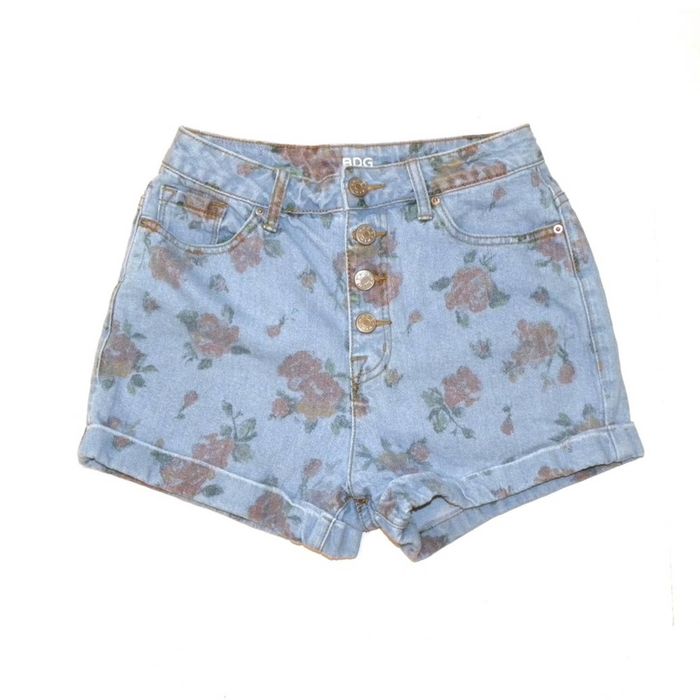 Urban Outfitters UO BDG Super High Rise FOXY Floral Print Denim Shorts ...