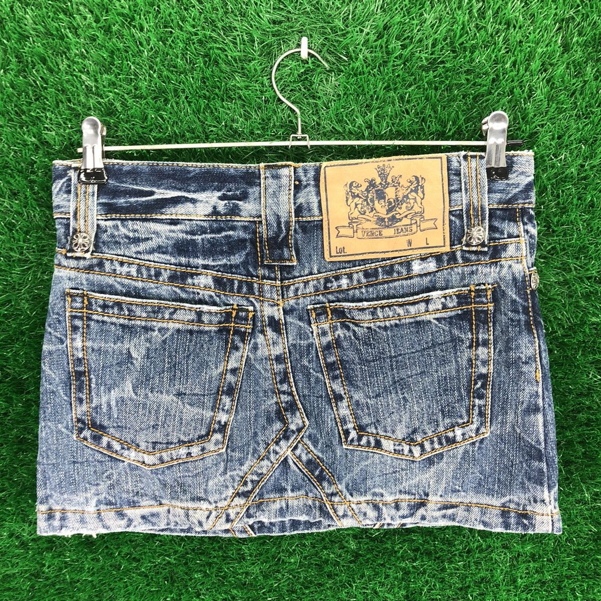 Japanese Brand Vintage 90's Blue Denim Sexy Mini Skirt by Vence Jeans Size 28" / US 6 / IT 42 - 4 Thumbnail