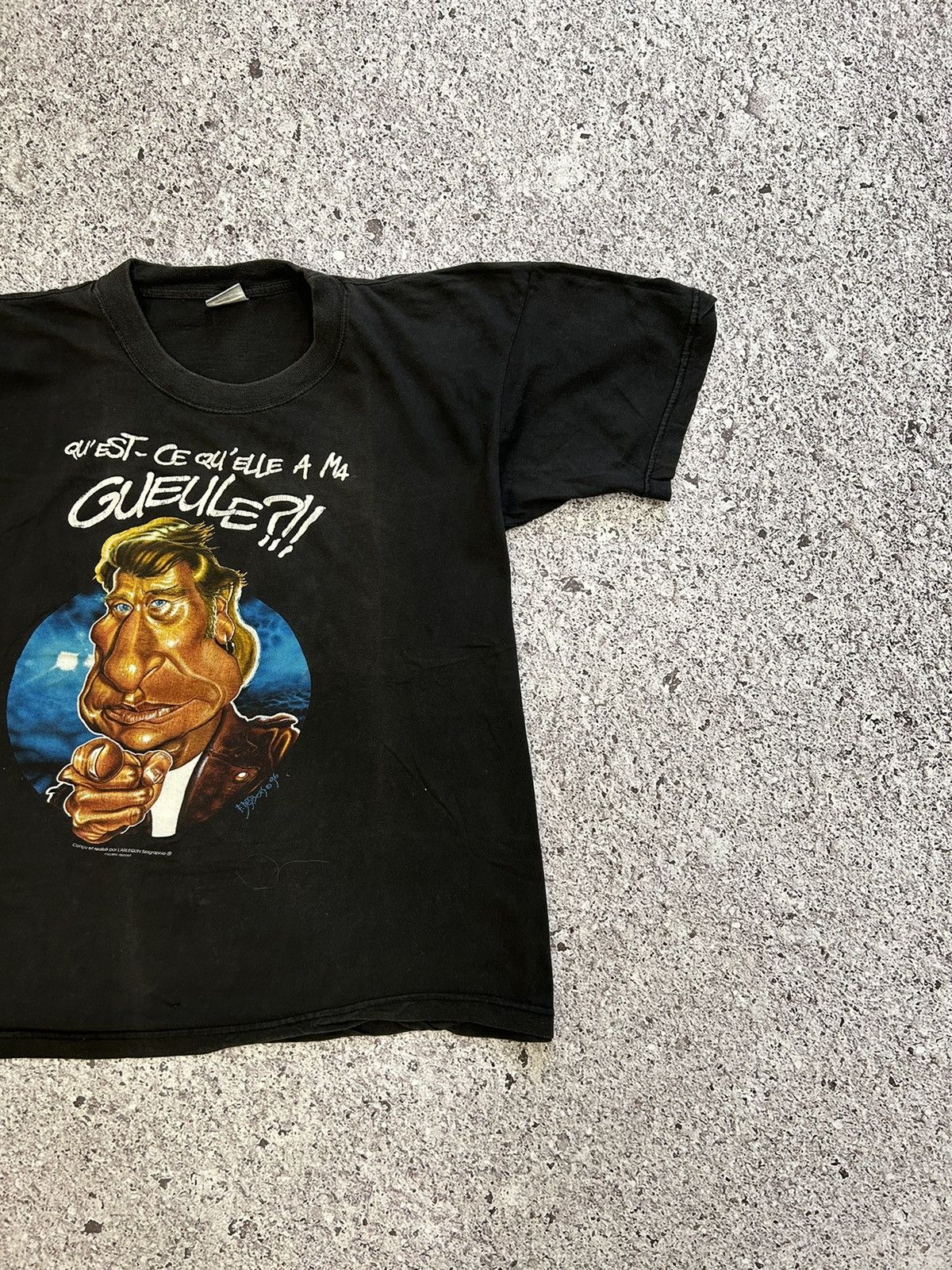 Band Tees × Vintage Qu'est Ce Qu'elle A Ma Gueule Caricature Johnny 1996 T-shirt Size US XL / EU 56 / 4 - 3 Thumbnail