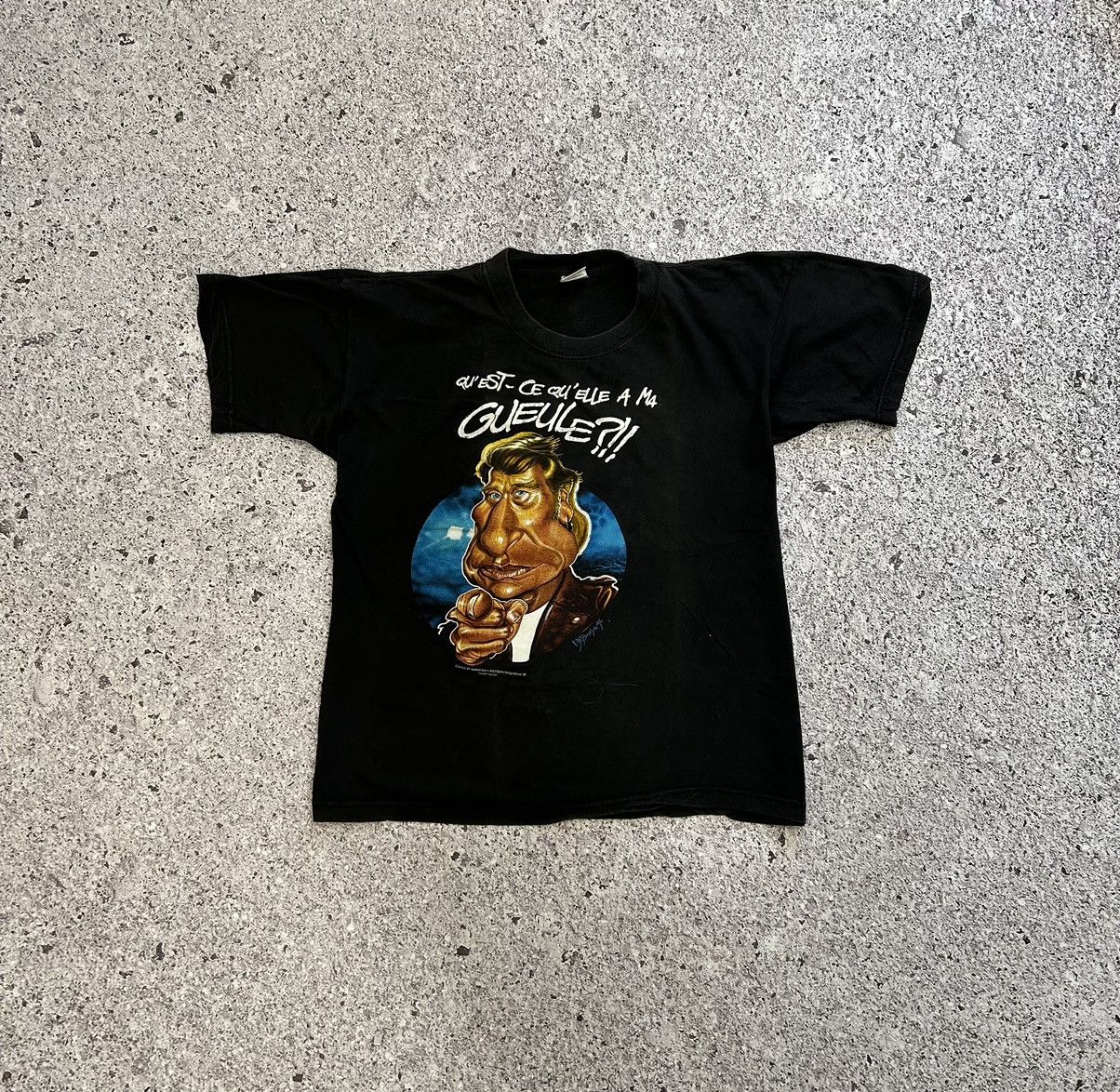 Band Tees × Vintage Qu'est Ce Qu'elle A Ma Gueule Caricature Johnny 1996 T-shirt Size US XL / EU 56 / 4 - 1 Thumbnail