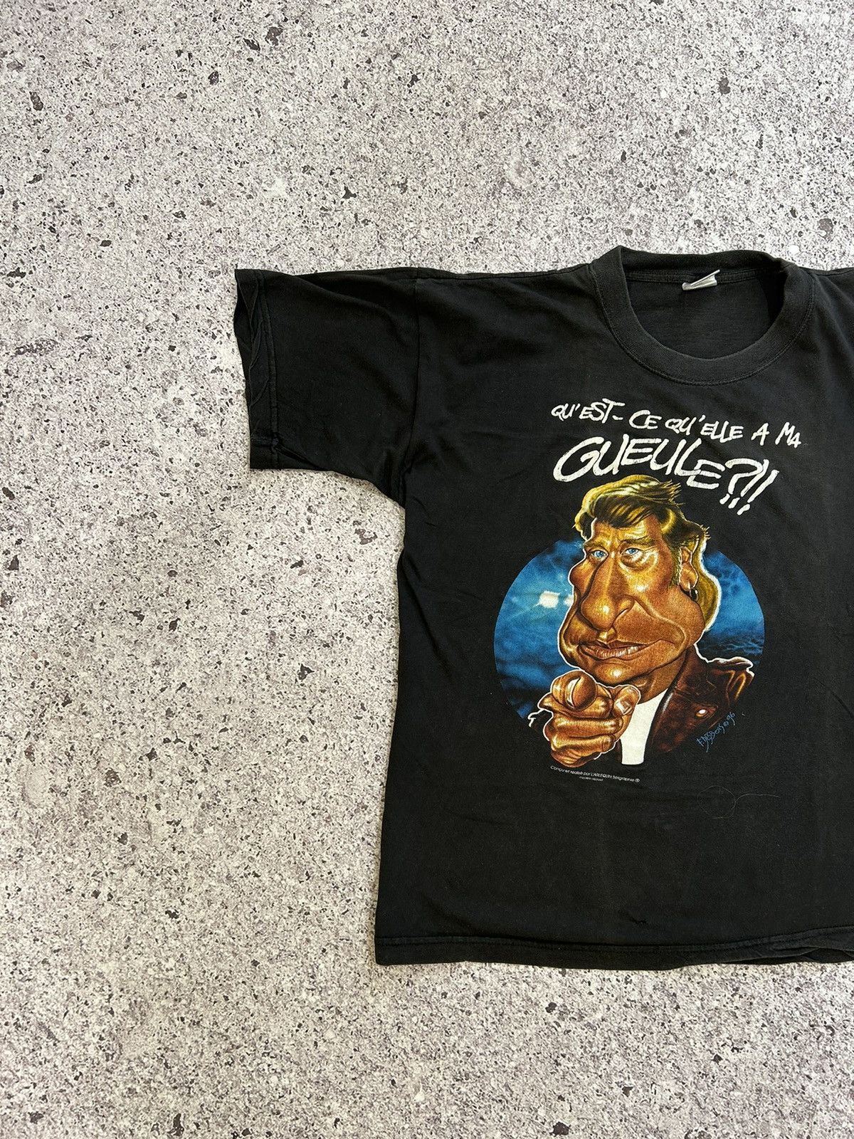 Band Tees × Vintage Qu'est Ce Qu'elle A Ma Gueule Caricature Johnny 1996 T-shirt Size US XL / EU 56 / 4 - 2 Thumbnail