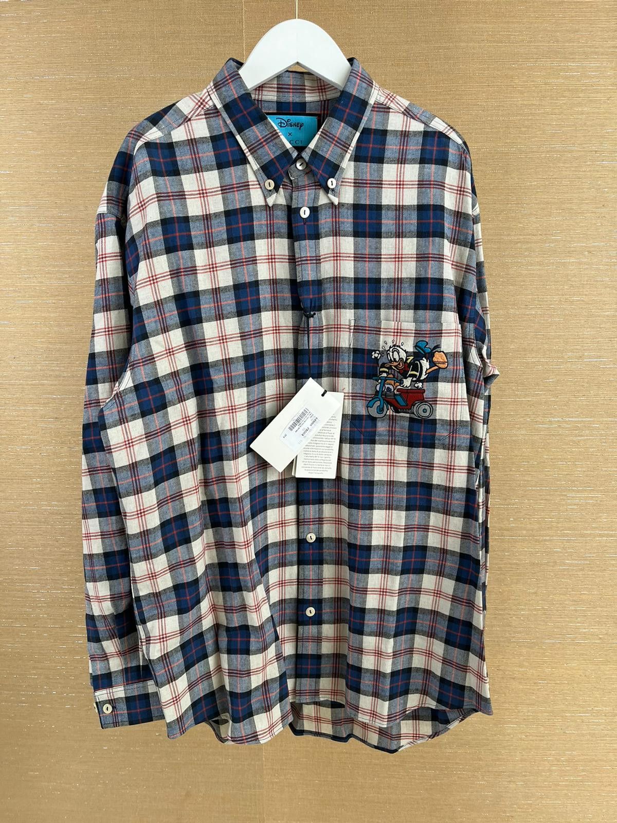 Gucci Donal Duck Embroidered Checker Cotton Shirt in Multicolor Size US M / EU 48-50 / 2 - 9 Thumbnail