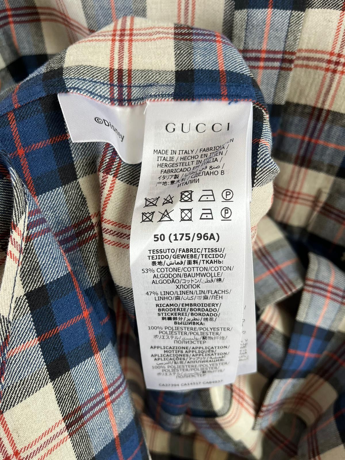 Gucci Donal Duck Embroidered Checker Cotton Shirt in Multicolor Size US M / EU 48-50 / 2 - 14 Thumbnail