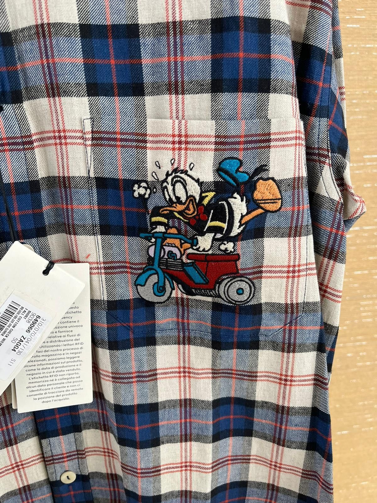 Gucci Donal Duck Embroidered Checker Cotton Shirt in Multicolor Size US M / EU 48-50 / 2 - 5 Thumbnail