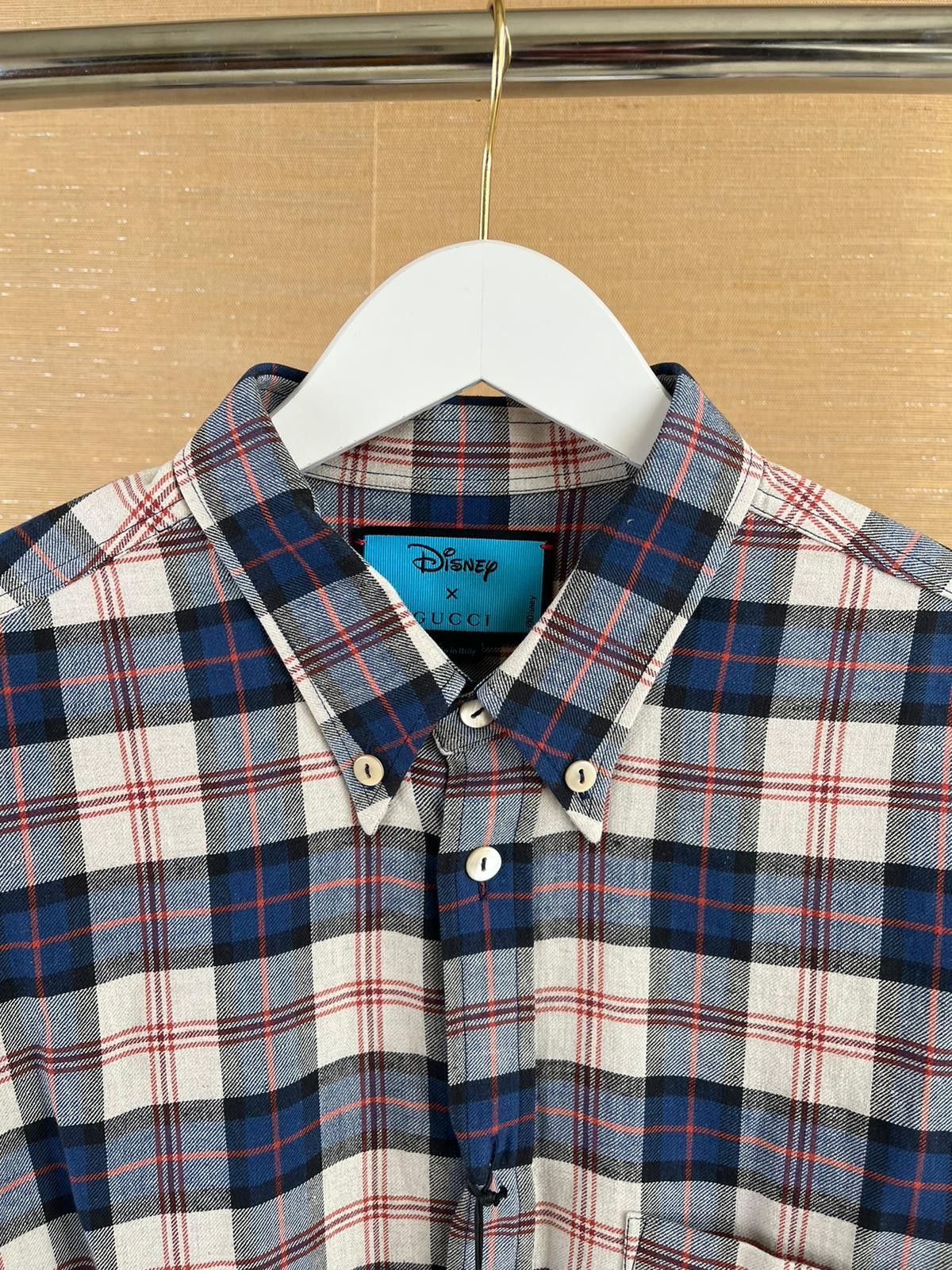 Gucci Donal Duck Embroidered Checker Cotton Shirt in Multicolor Size US M / EU 48-50 / 2 - 6 Thumbnail