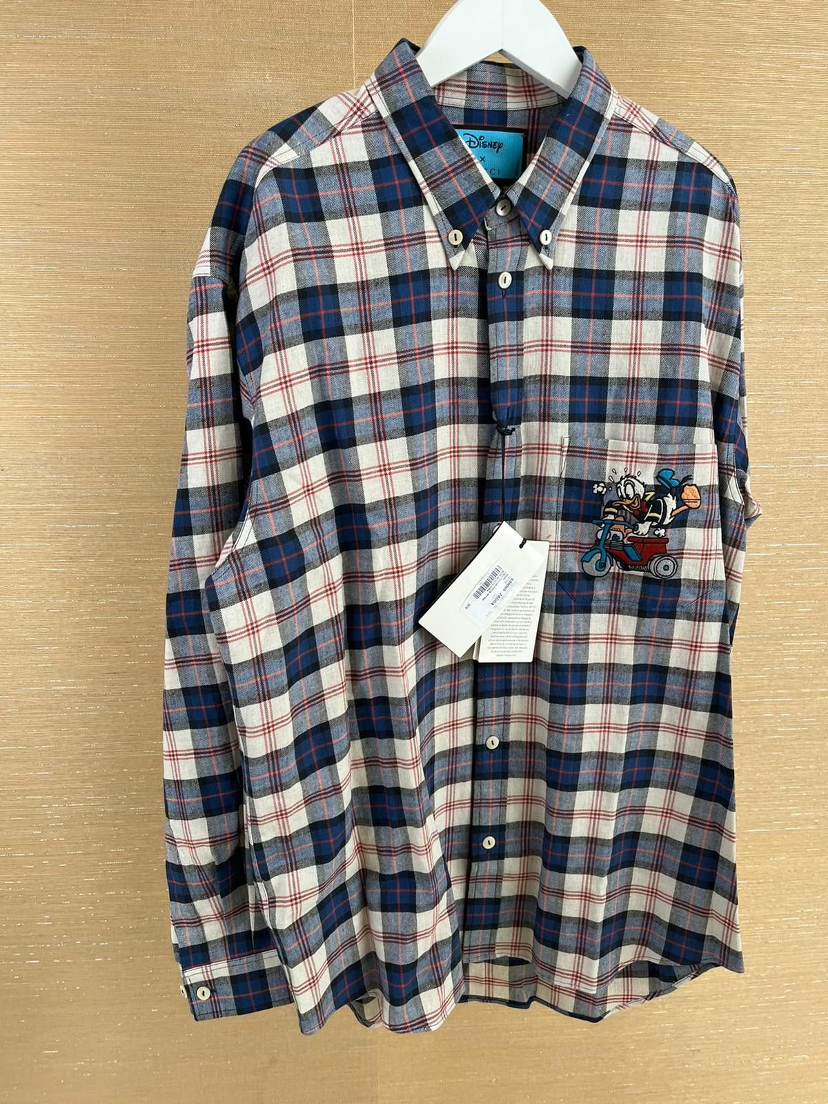 Gucci Donal Duck Embroidered Checker Cotton Shirt in Multicolor Size US M / EU 48-50 / 2 - 3 Thumbnail