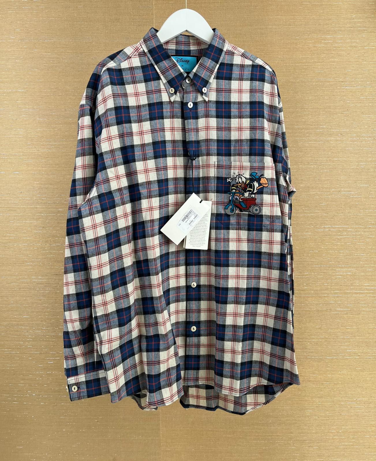 Gucci Donal Duck Embroidered Checker Cotton Shirt in Multicolor Size US M / EU 48-50 / 2 - 2 Thumbnail