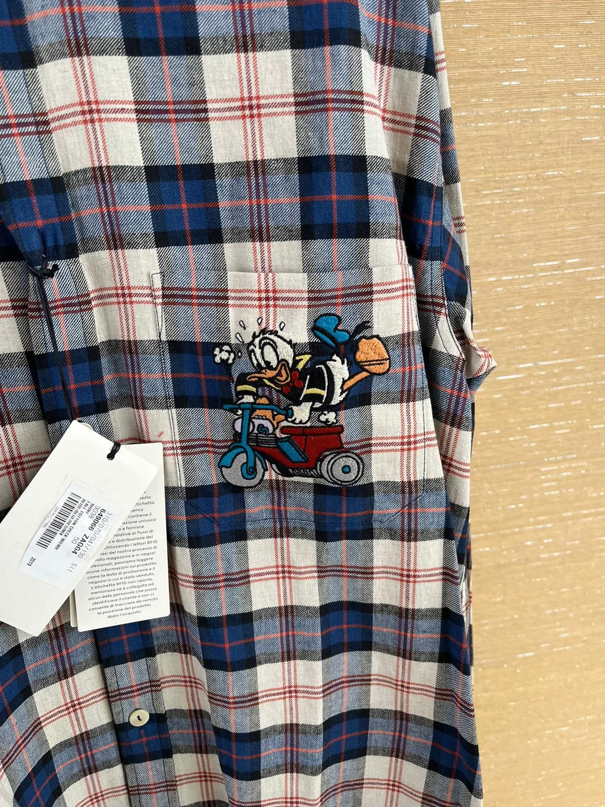 Gucci Donal Duck Embroidered Checker Cotton Shirt in Multicolor Size US M / EU 48-50 / 2 - 4 Thumbnail