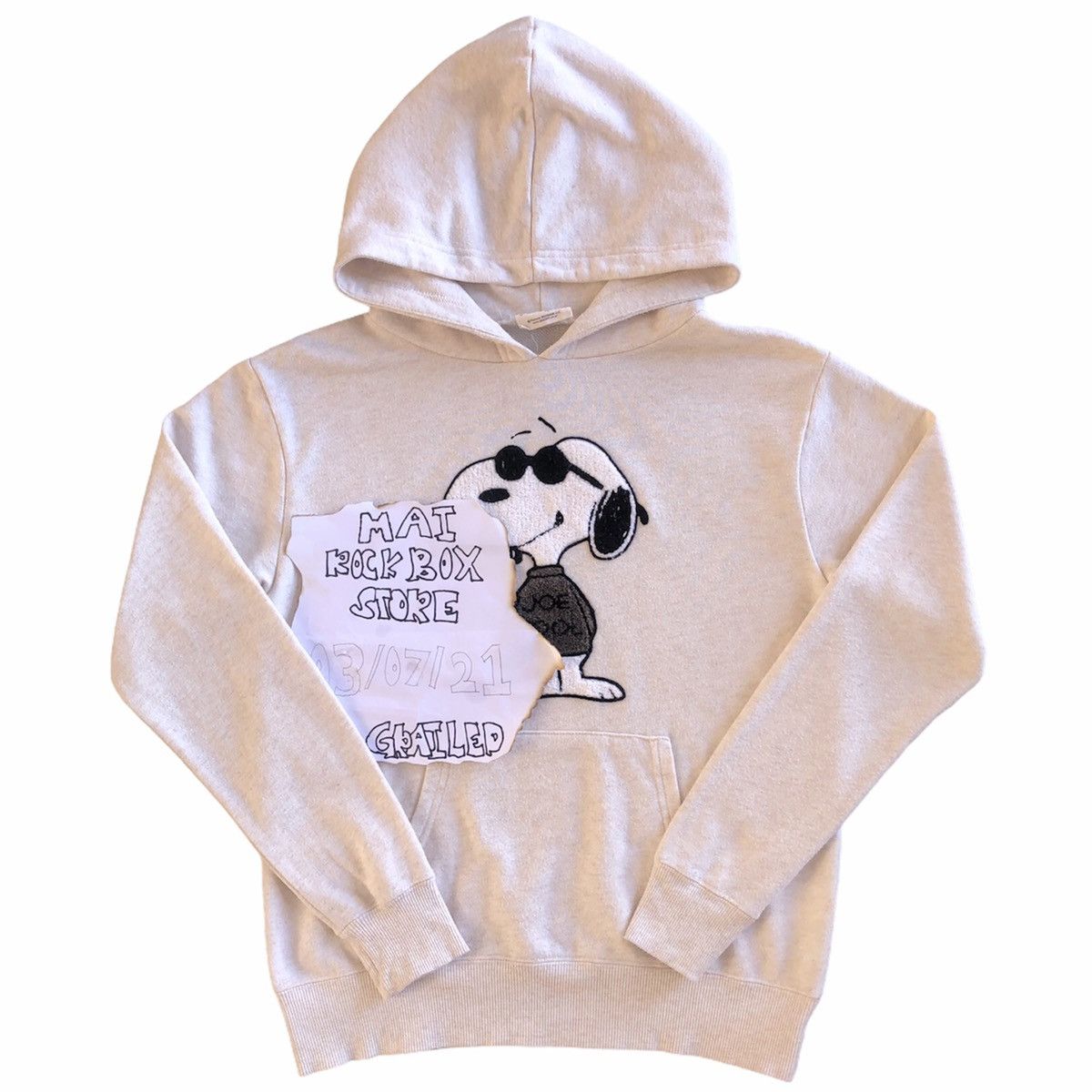 image of Cartoon Network x Peanuts Vintage Snoopy Sweatshirt Hoodie By Peanuts in Cream, Men's (Size Small)