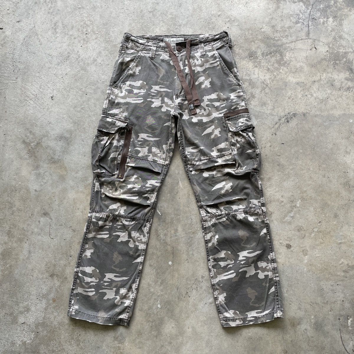 image of Army Of Me x Utility Pro Wear 8 Pocket Vintage R.c.c 986 Faded Flare Military Cargo Pants in Camo (