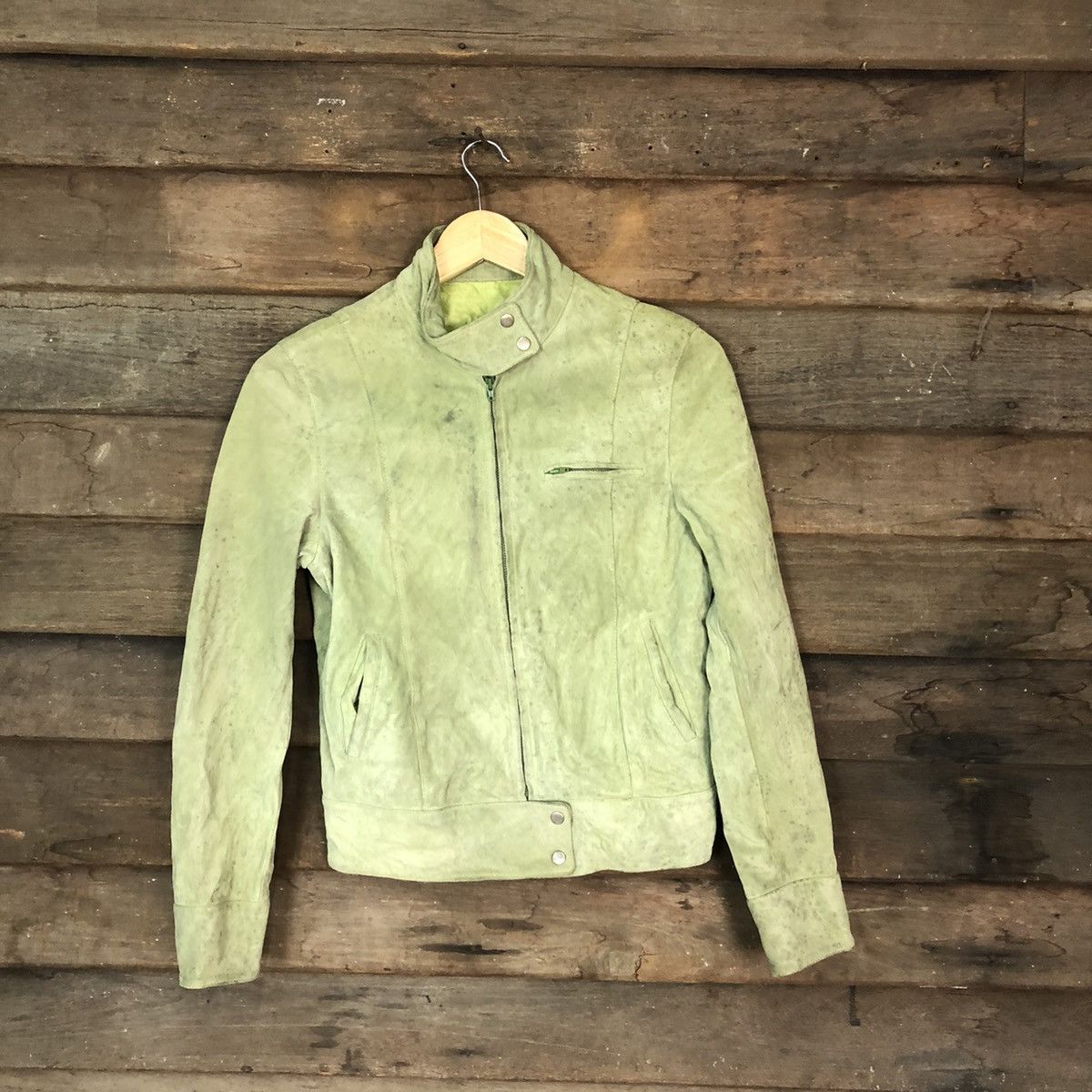 Japanese Brand Green vintage japan Leather Jacket #7084 Size US XS / EU 42 / 0 - 1 Thumbnail