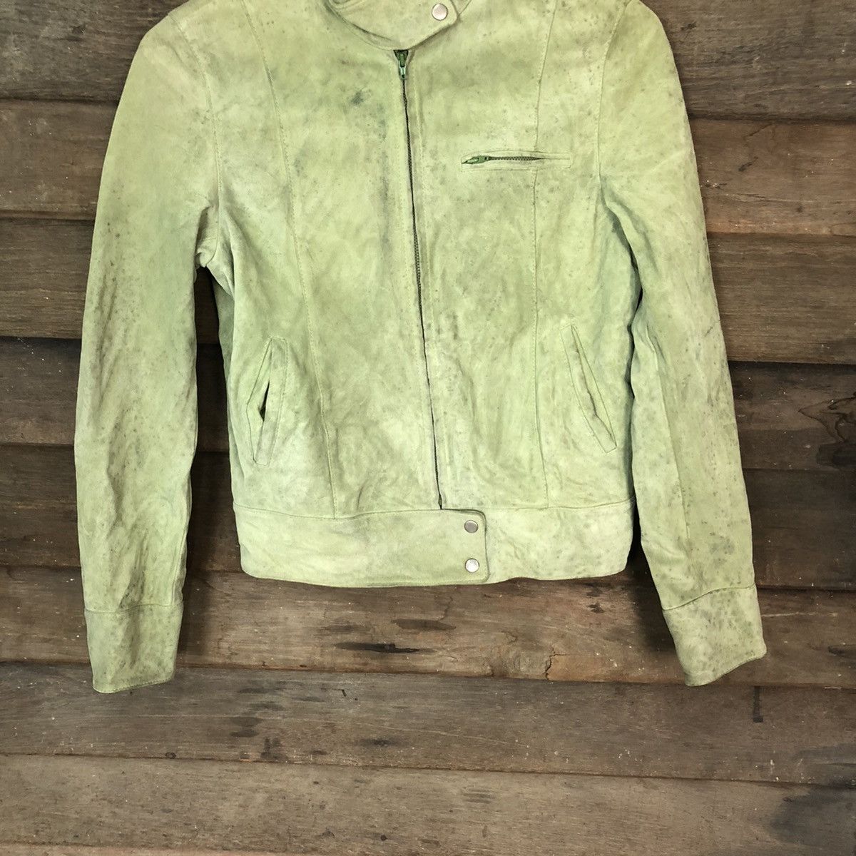 Japanese Brand Green vintage japan Leather Jacket #7084 Size US XS / EU 42 / 0 - 3 Thumbnail