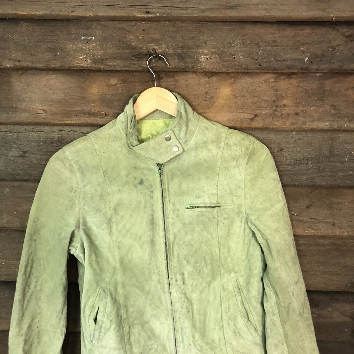Japanese Brand Green vintage japan Leather Jacket #7084 Size US XS / EU 42 / 0 - 2 Thumbnail