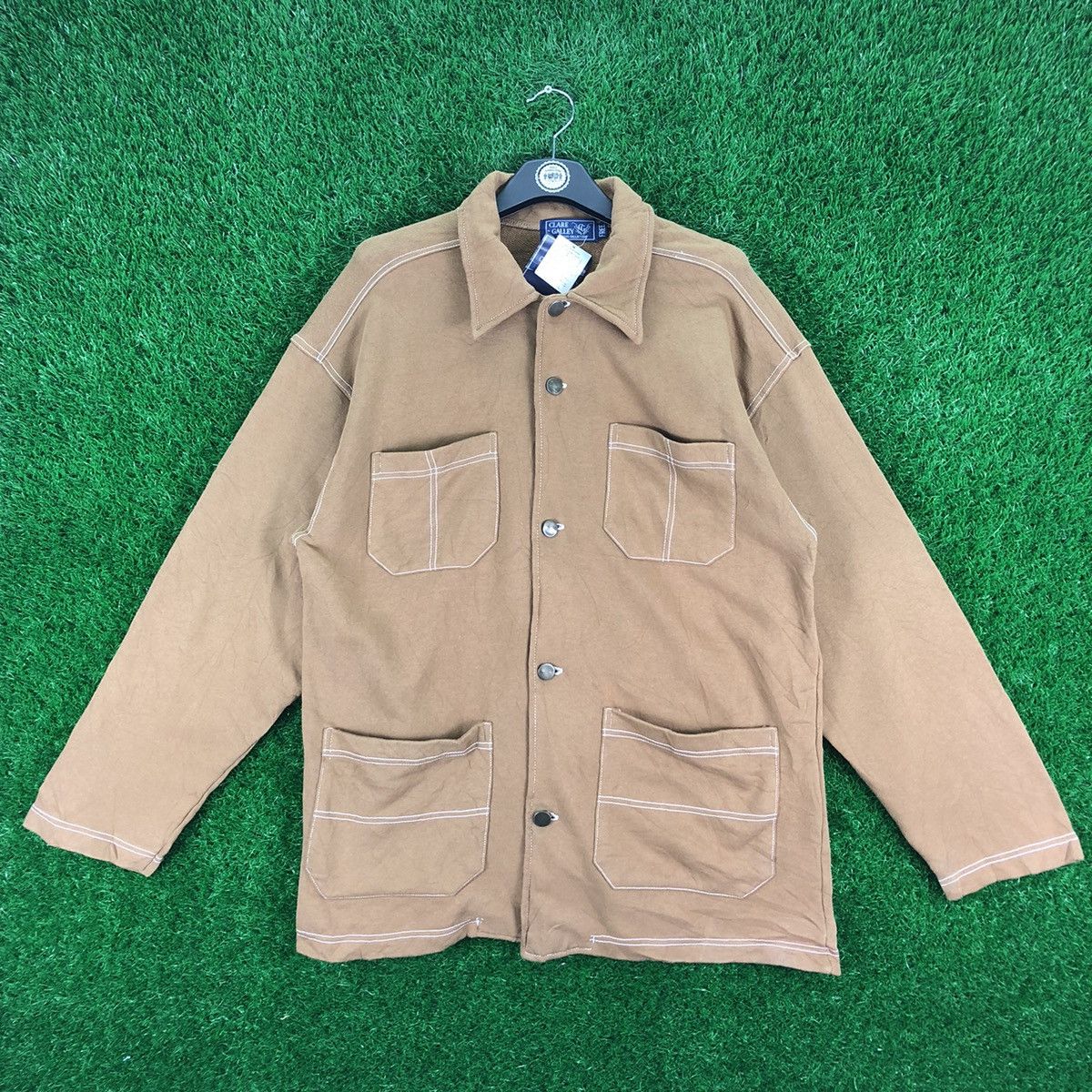 image of Vintage Chore Jacket Workwear Style By Clare Galley in Brown, Men's (Size Large)