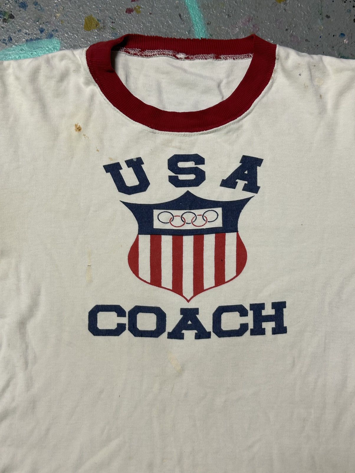 USA Olympics × Vintage 70s USA Olympic coach T-shirt 1970s Size US S / EU 44-46 / 1 - 2 Thumbnail