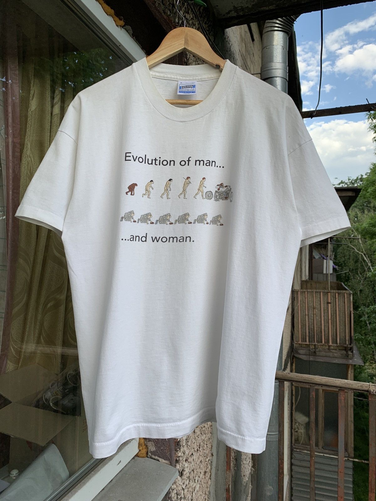 Vintage 90s Vintage Evolution Of Man And Woman Single Stitch T-Shirt Size US XL / EU 56 / 4 - 2 Thumbnail