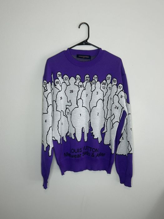 LOUIS VUITTON by Virgil Abloh Men's Purple Studio Jacquard Sweater Wool  Size S 