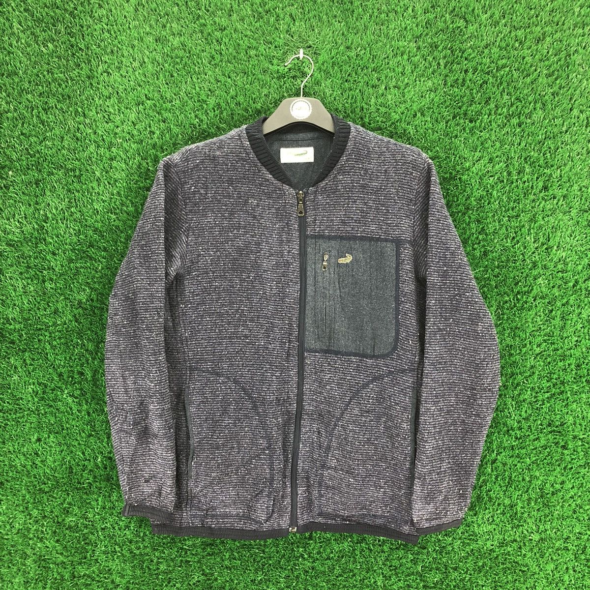 Japanese Brand Vintage 90's Crocodile Knit Fleece Zipper Sweater Jacket Size US M / EU 48-50 / 2 - 1 Thumbnail