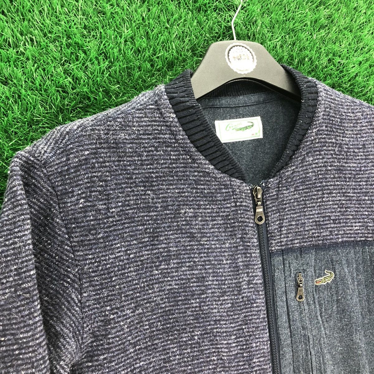 Japanese Brand Vintage 90's Crocodile Knit Fleece Zipper Sweater Jacket Size US M / EU 48-50 / 2 - 2 Thumbnail