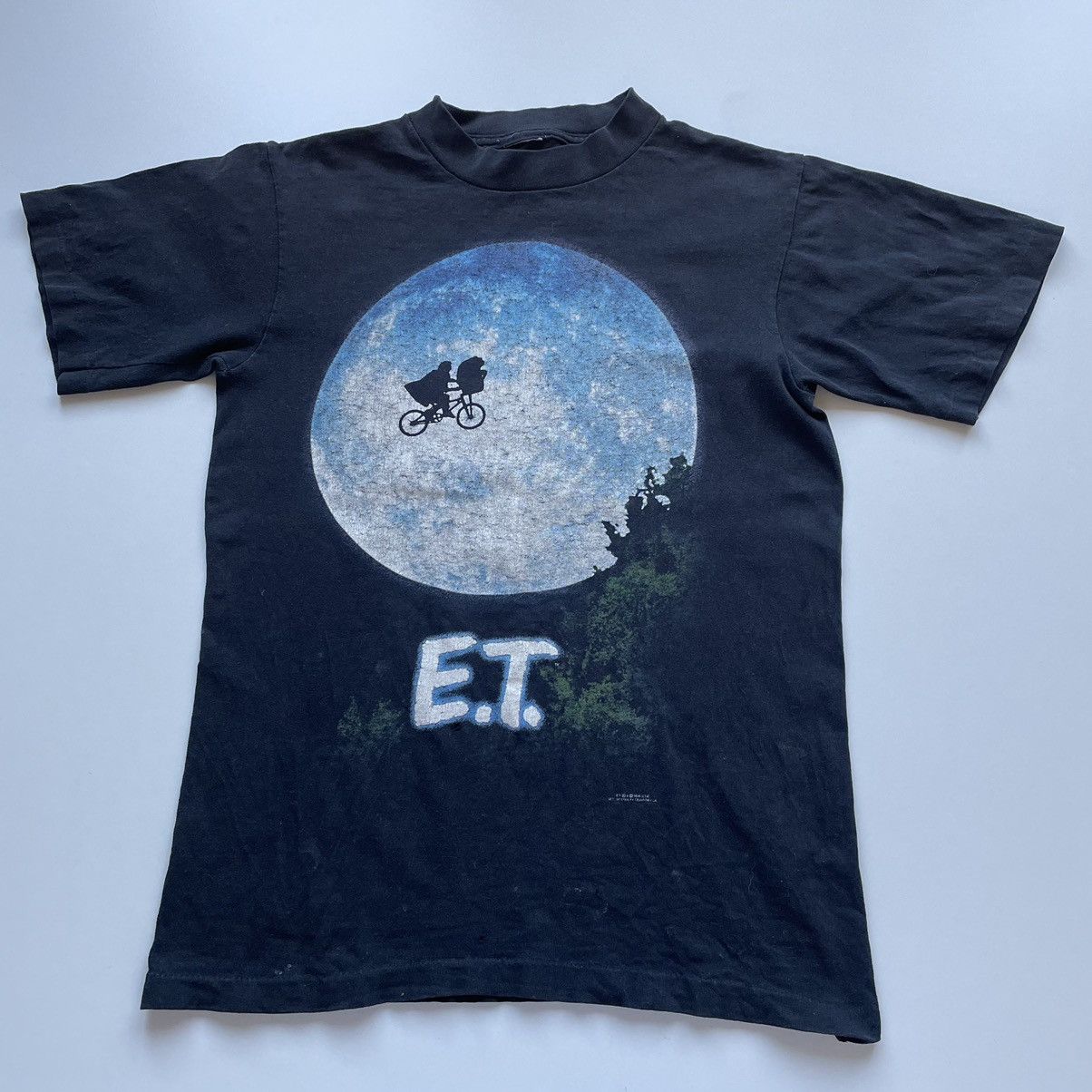 image of 90's Et Movie Promo Graphic T Shirt Faded Small in Black, Men's