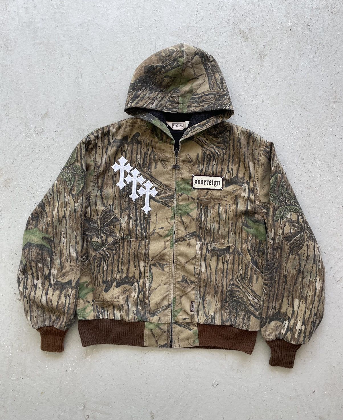 image of Sovereign X Vintage x Walls Hooded Jacket in Camo, Men's (Size Large)