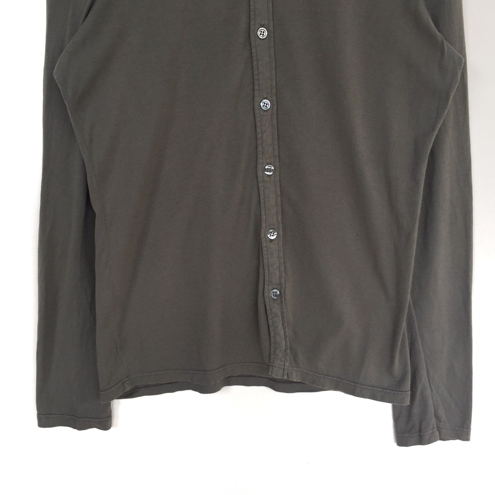 Stephan Schneider Belgium Made Olive Green Plain Button Up Shirt Size US M / EU 48-50 / 2 - 3 Thumbnail