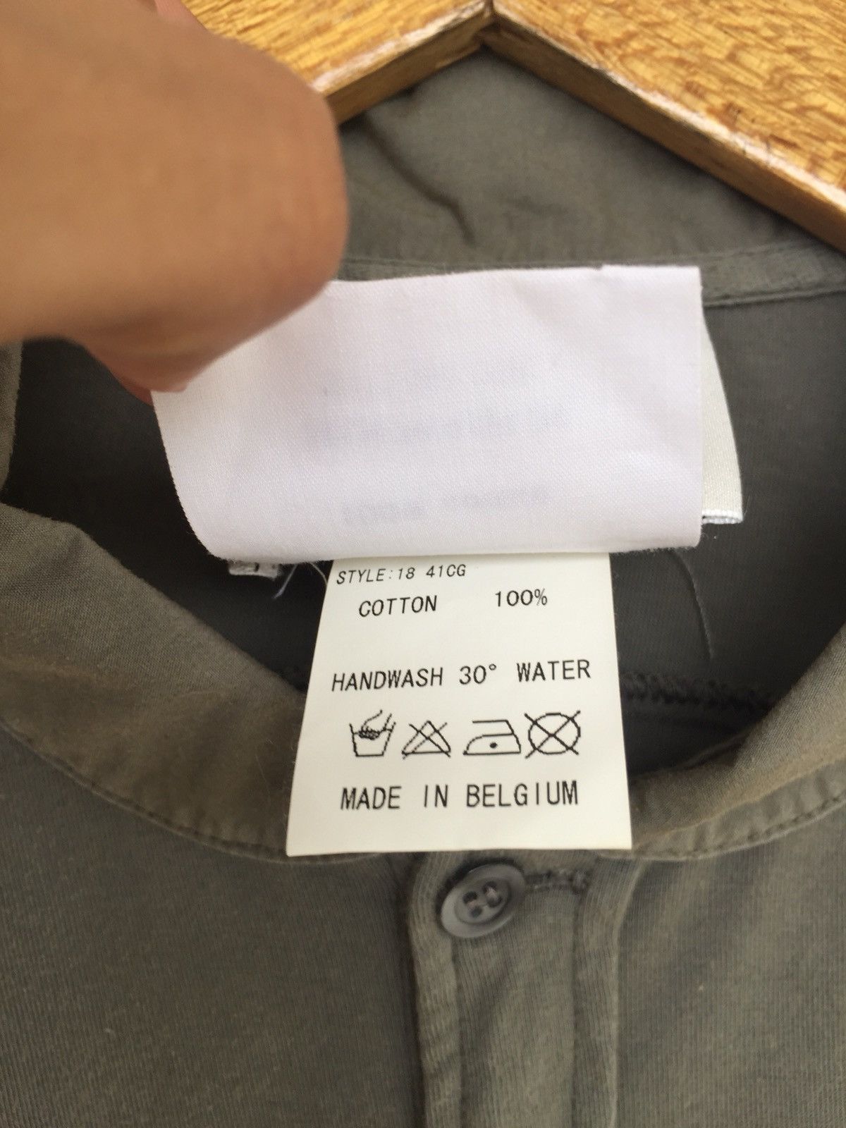 Stephan Schneider Belgium Made Olive Green Plain Button Up Shirt Size US M / EU 48-50 / 2 - 6 Thumbnail