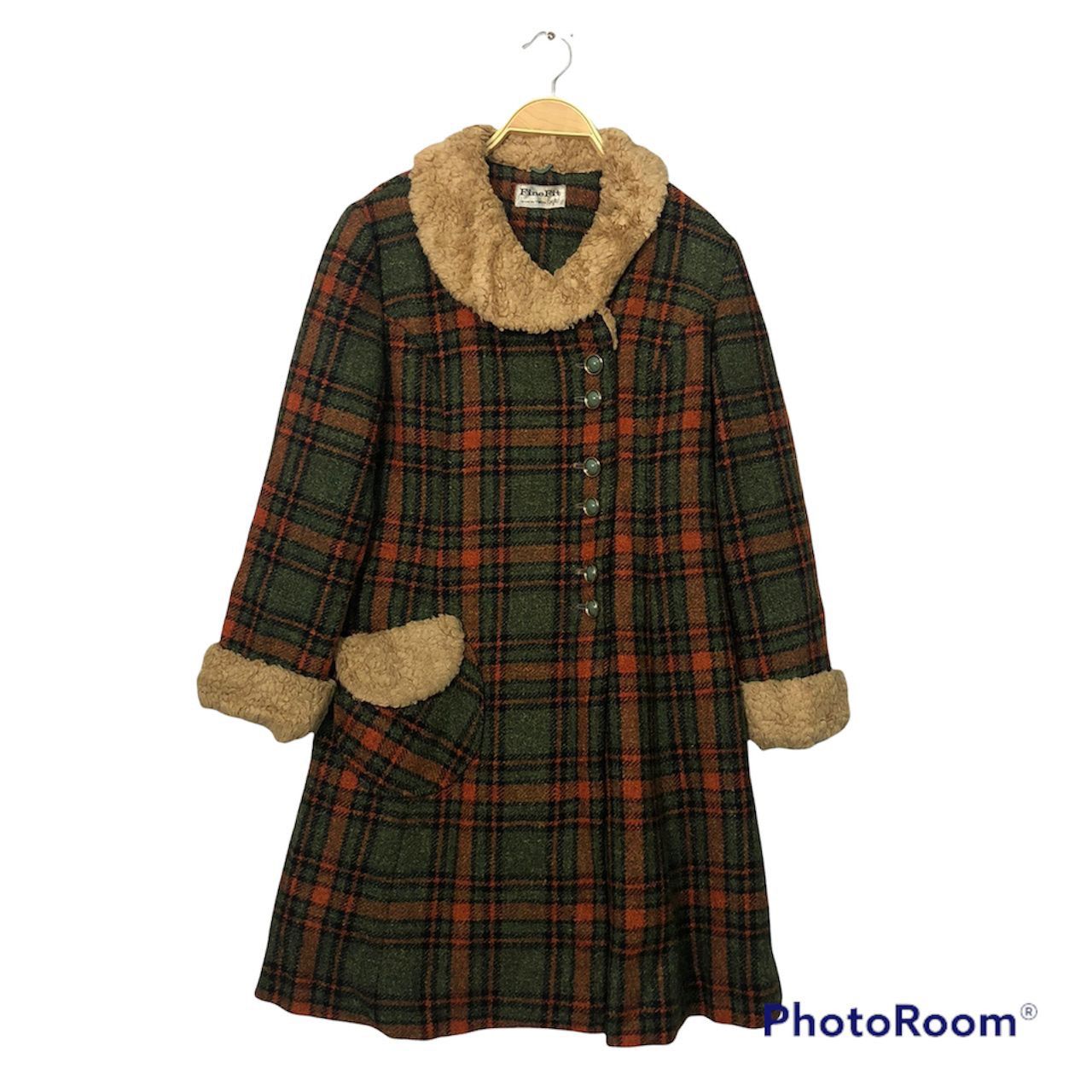 Vintage Fine Fit Plaid Wool Trench Coat Jacket