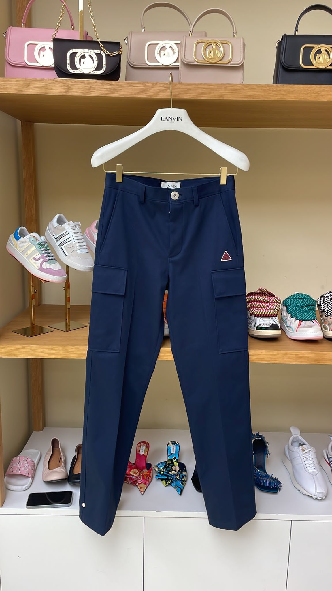 o1w1db10523 Straight Cargo Pants in Midnight Blue