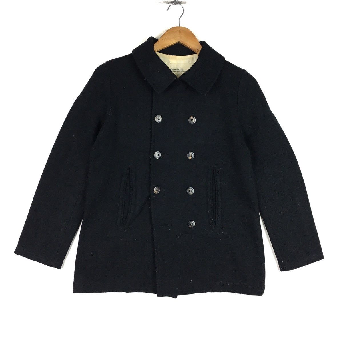 image of Vintage Ebonyivory Duffle Coat Wool Made In Japan in Black, Men's (Size Small)