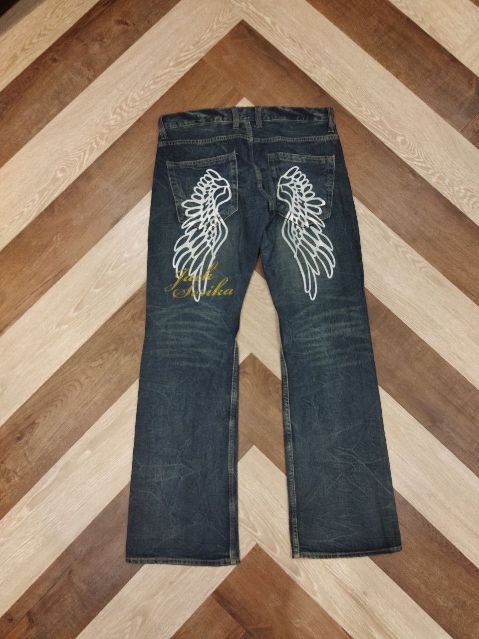 Japanese Brand Jack Serika Japanese Printed Wing Denim Jeans Size US 35 - 8 Thumbnail