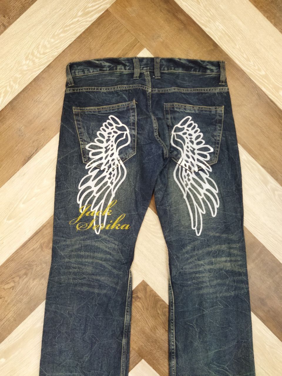 Japanese Brand Jack Serika Japanese Printed Wing Denim Jeans Size US 35 - 9 Thumbnail