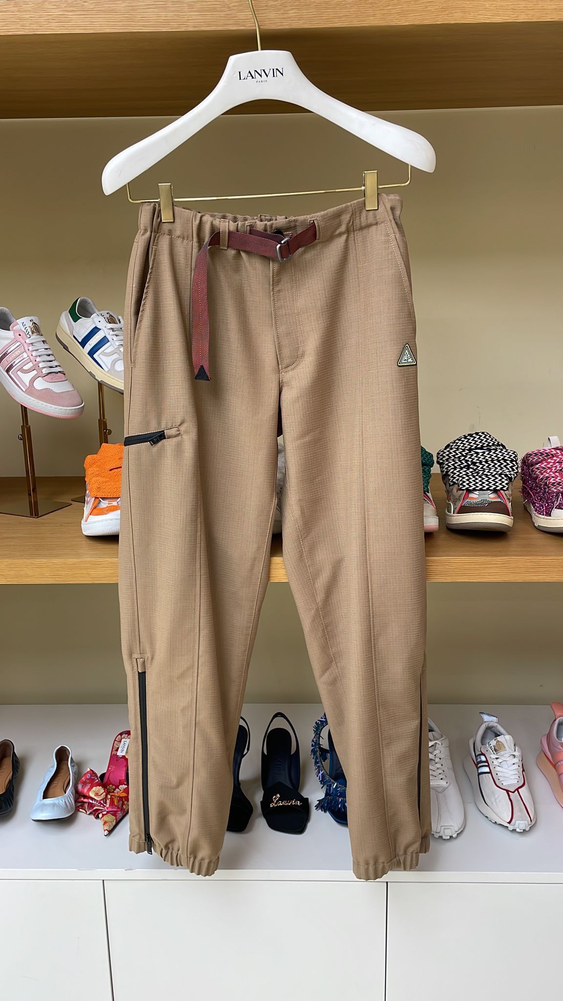 o1w1db10523 Zipped Jogger Pants in Beige